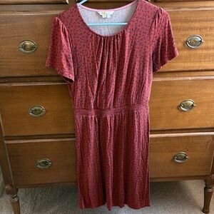 Boden Rust Red Midi Dress with Pattern